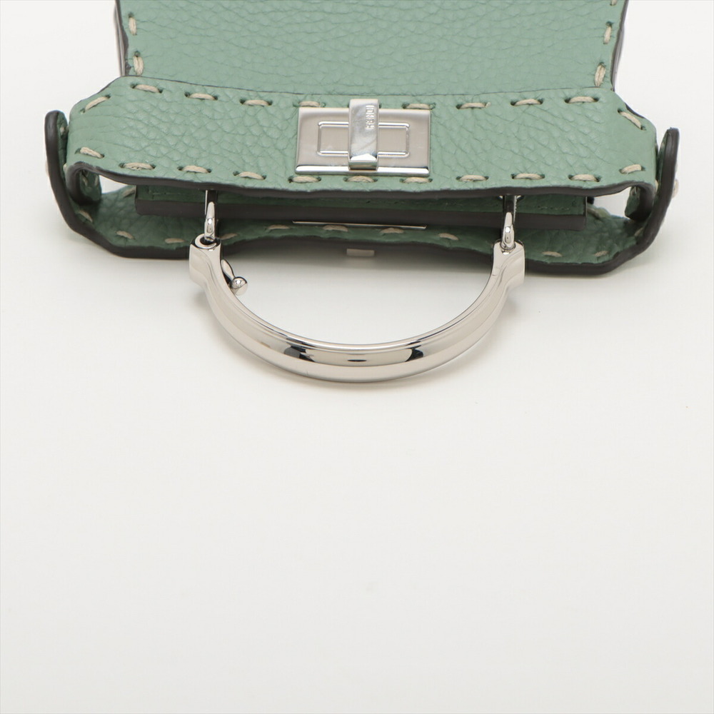 Fendi Peekaboo 2way Python Ic U Green Handbag Lea… - image 5